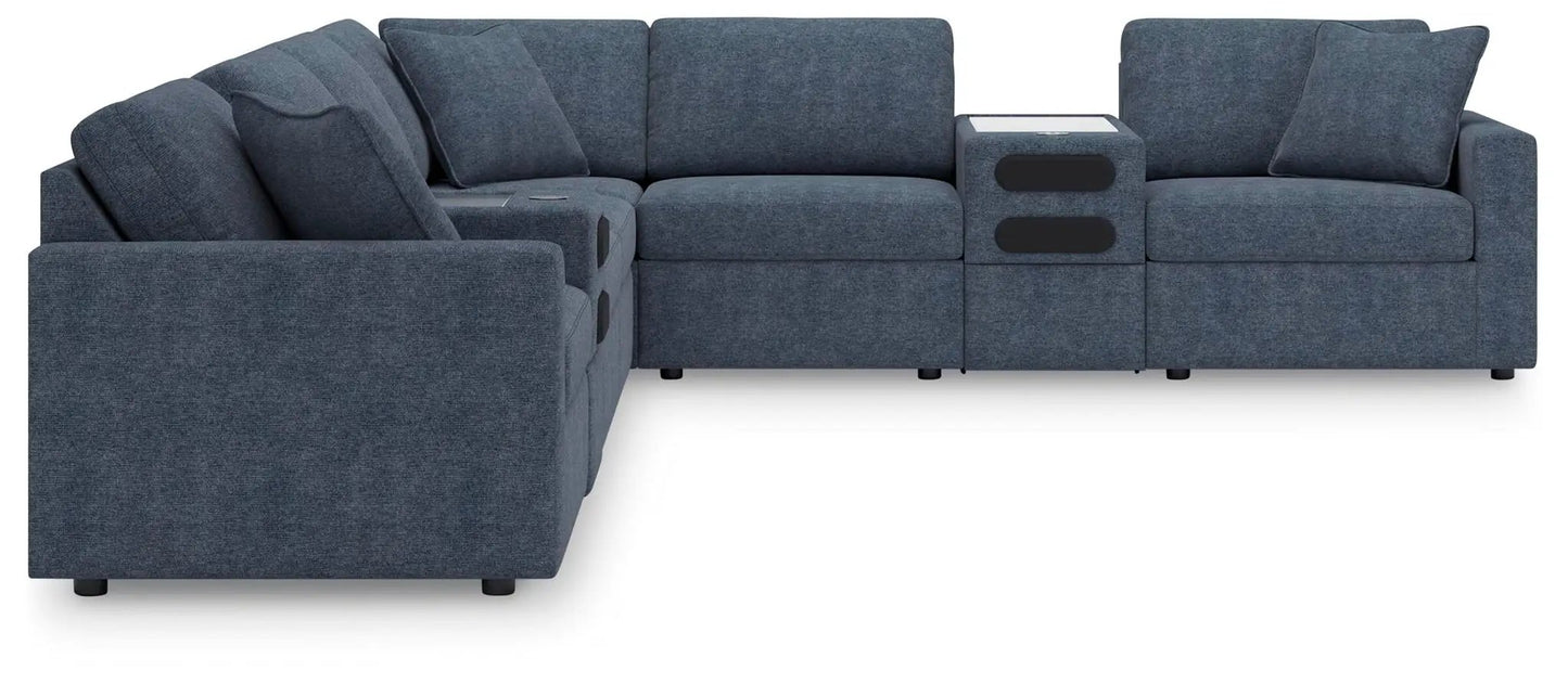 Modmax Sectional Ink blue with built-in console and cupholders by Unique Piece Furniture on Tampa Home & Garden Store