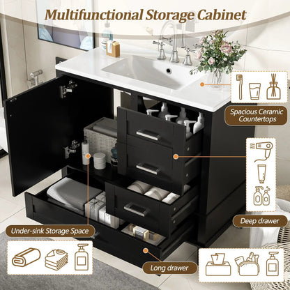 Bathroom Vanity With Sink Solid Wood Cabinet