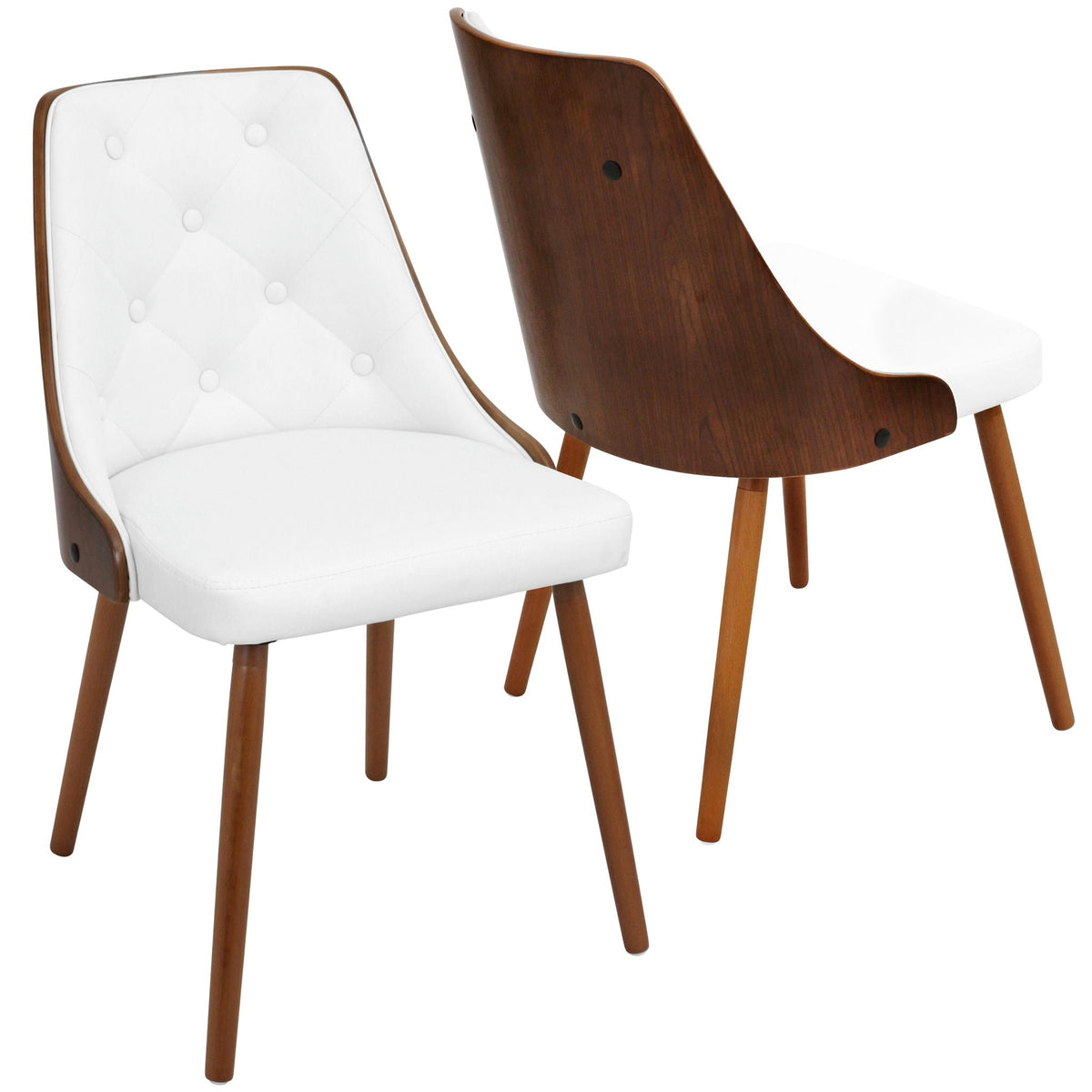 Contemporary Dining Side Chair with Bent Wood Frame in white upholstery; set of 2 kids chairs on Tampa Home & Garden Store