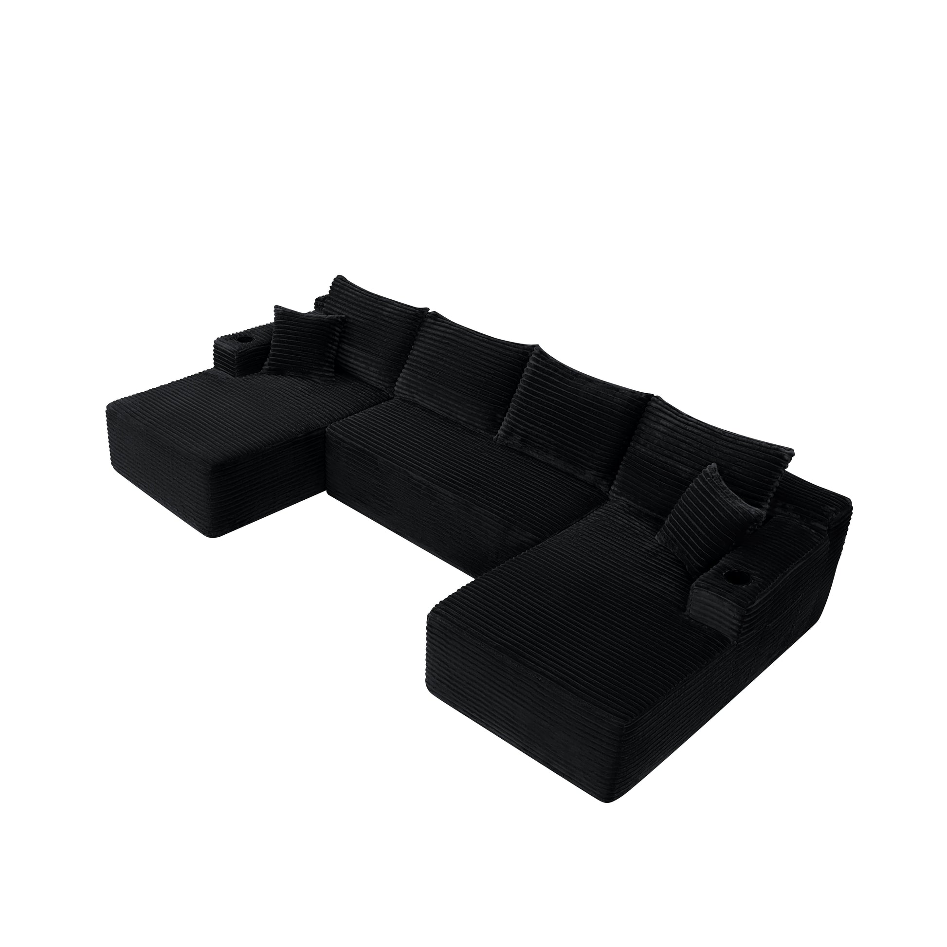 126-inch Cloud Sectional Sofa with U-Shape Chaise by HouseOfZazla in black corded fabric modular sectional on Tampa Home & Garden Store