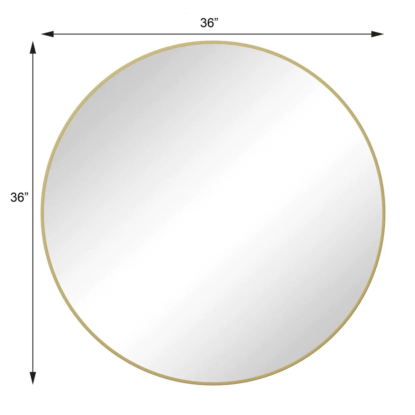 36-inch round wall mirror with gold metal frame by Unique Piece Furniture for bathroom decor on Tampa Home & Garden Store
