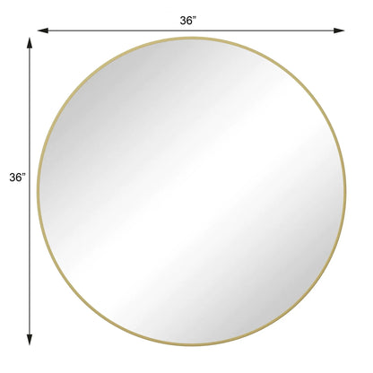 36-inch round wall mirror with gold metal frame by Unique Piece Furniture for bathroom decor on Tampa Home & Garden Store