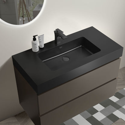 Alice bathroom vanity with sink in black matte finish, modern faucet, HouseOfZazla on Tampa Home & Garden Store