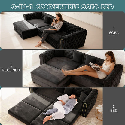 3 In 1 Convertible Sofa and Ottoman Bed