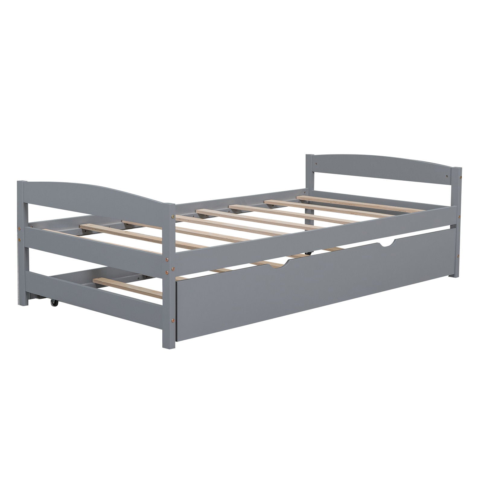 Platform Bed With Trundle in gray, wood slat base by HouseOfZazla on Tampa Home & Garden Store