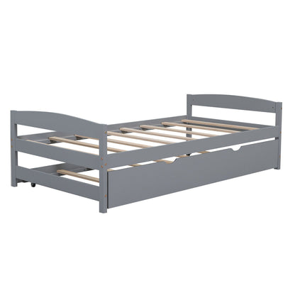 Platform Bed With Trundle in gray, wood slat base by HouseOfZazla on Tampa Home & Garden Store