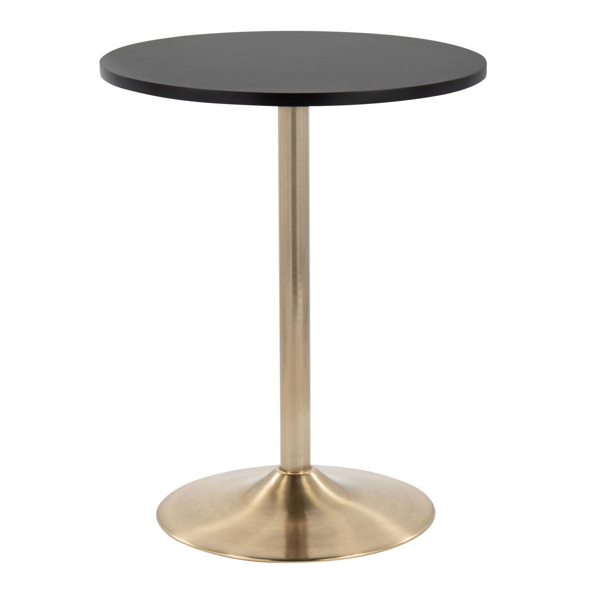 Pebble adjustable height table with round black wood top and brass metal base by HouseOfZazla on Tampa Home & Garden Store