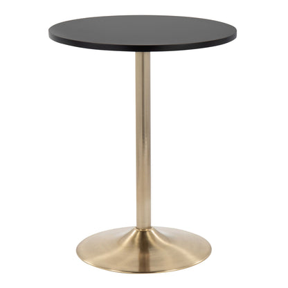 Pebble adjustable height table with round black wood top and brass metal base by HouseOfZazla on Tampa Home & Garden Store