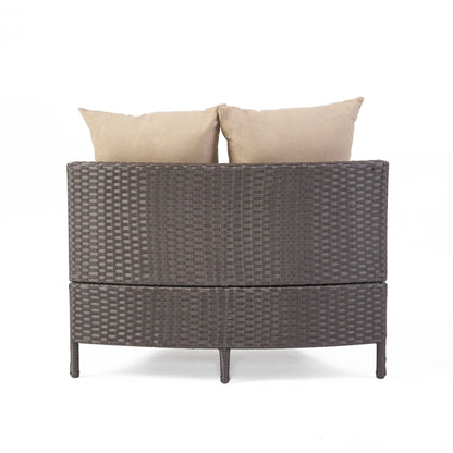 Pt Limon Modern Outdoor Single Sofa dark brown wicker with beige cushions HouseOfZazla on Tampa Home & Garden Store