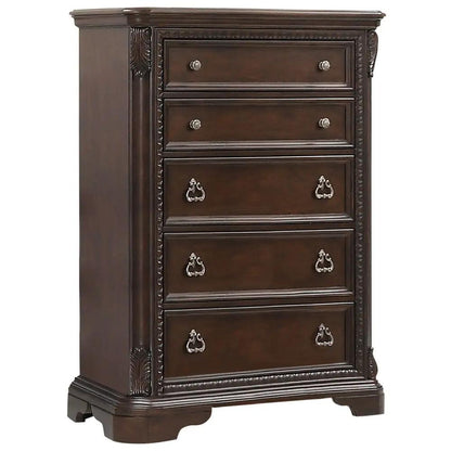 Traditional 5 Drawer Chest in Mahogany Finish
