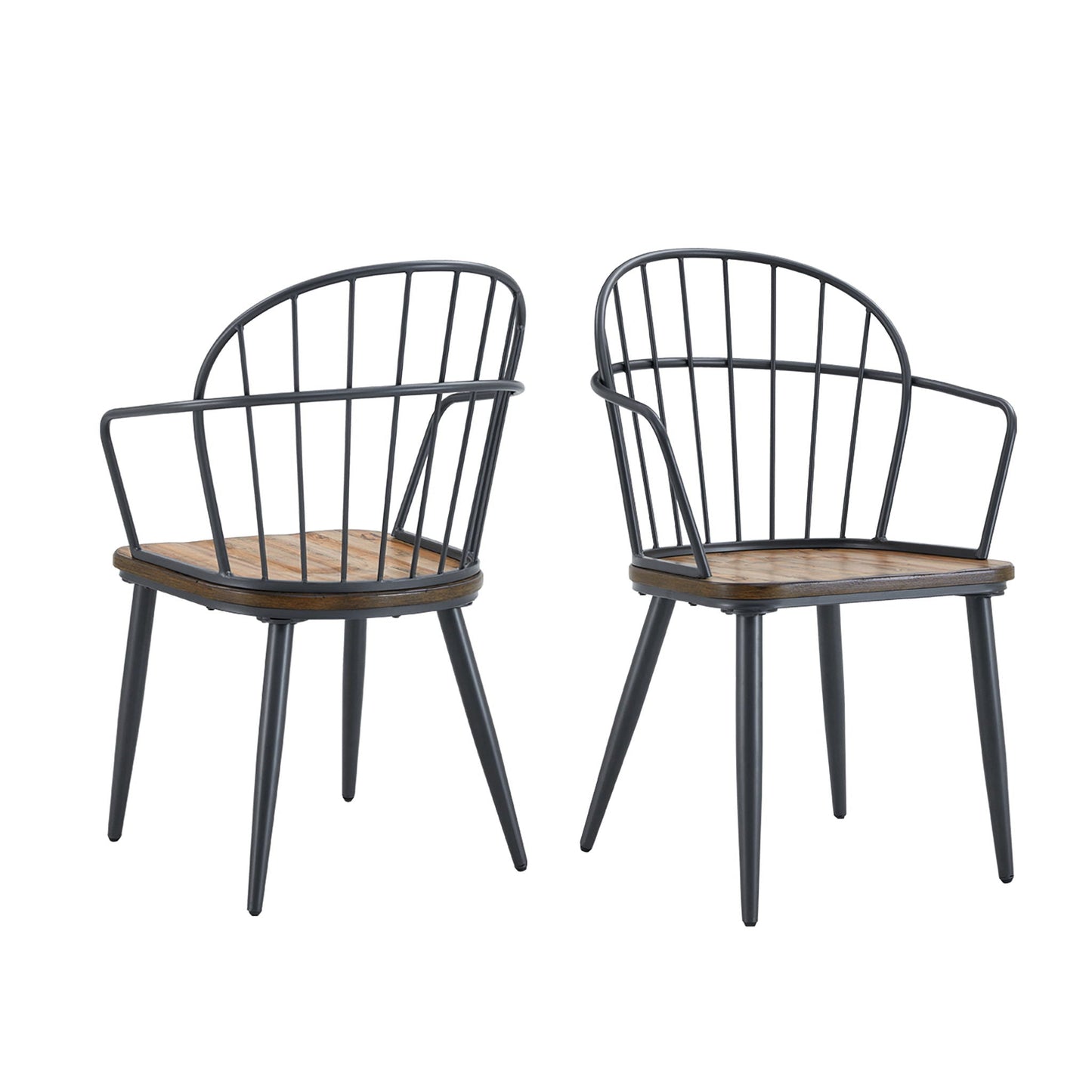 Industrial dining chair set of 2 with black metal frame and birch seats by HouseOfZazla on Tampa Home & Garden Store