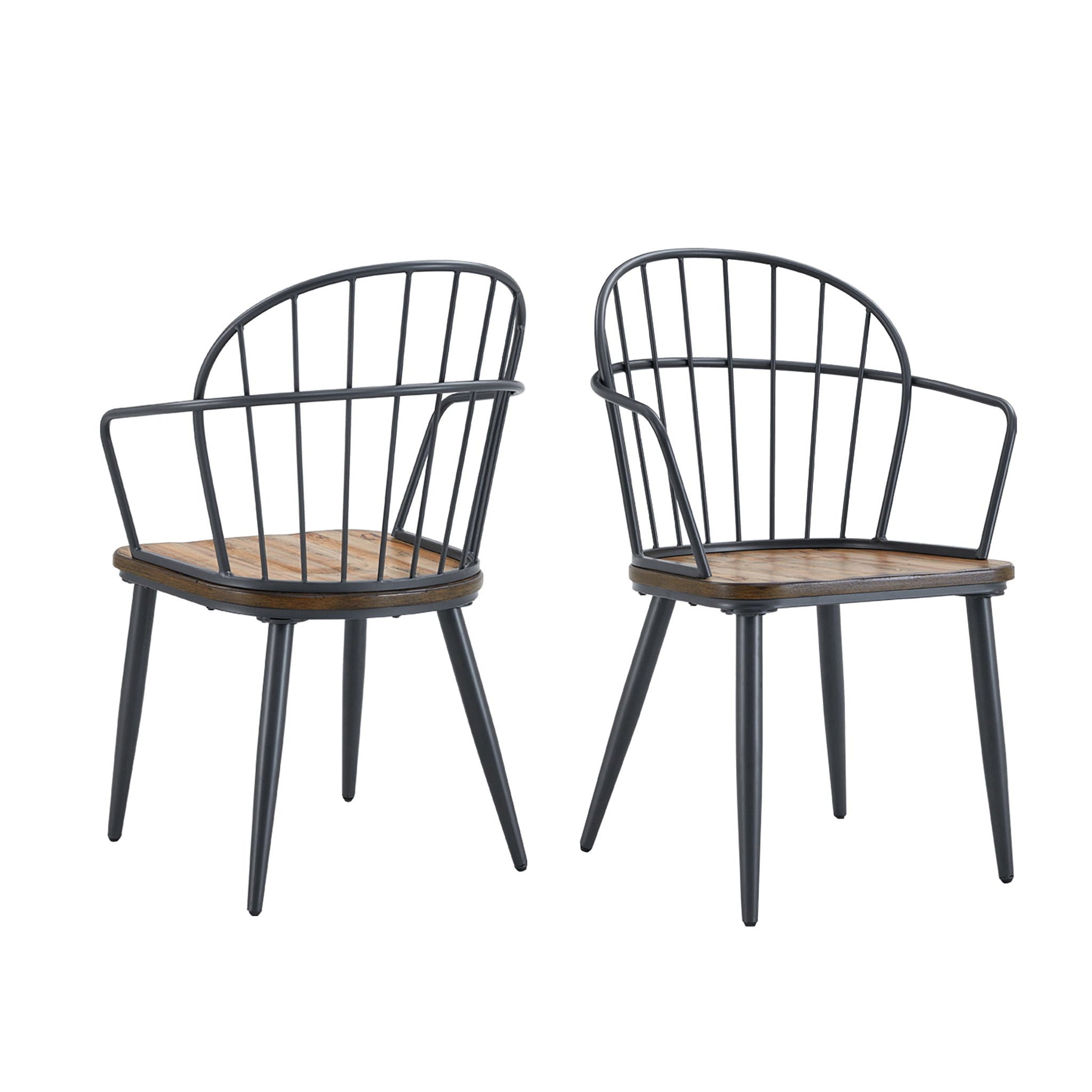 Industrial dining chair set of 2 with black metal frame and birch seats by HouseOfZazla on Tampa Home & Garden Store