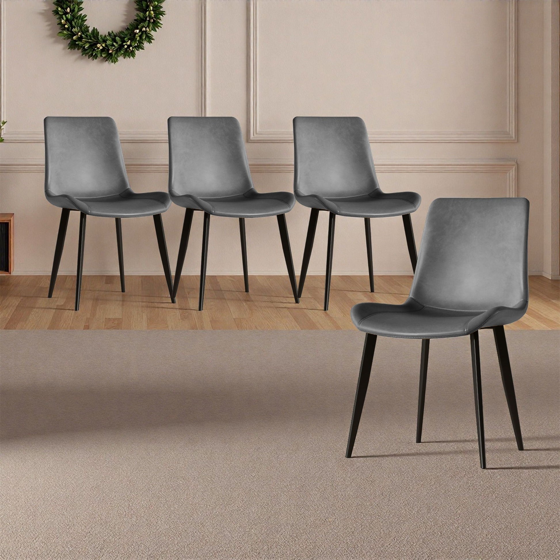 Modern dining chairs set of 4 with gray seats and black metal legs HouseOfZazla on Tampa Home & Garden Store