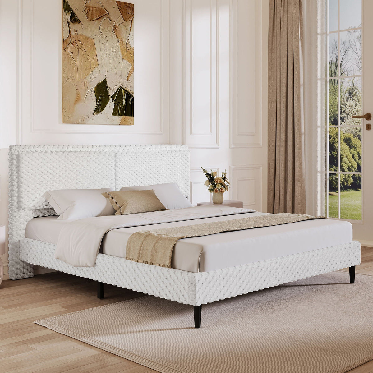 Soft Bed Comfortable Backrest For Bedroom white tufted upholstered bed by HouseOfZazla on Tampa Home & Garden Store