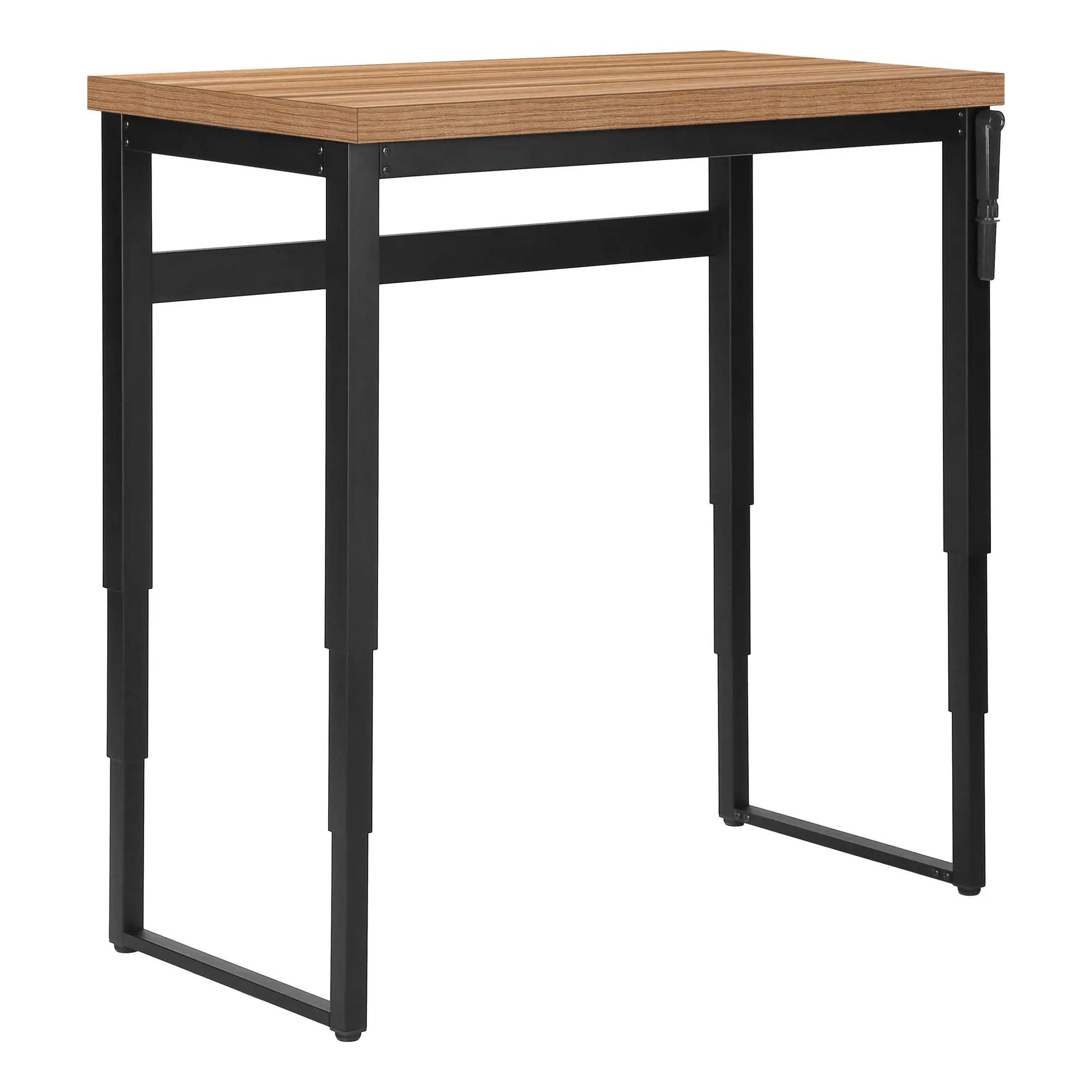 Unique Piece Furniture standing computer desk with natural wood top and black metal frame on Tampa Home & Garden Store