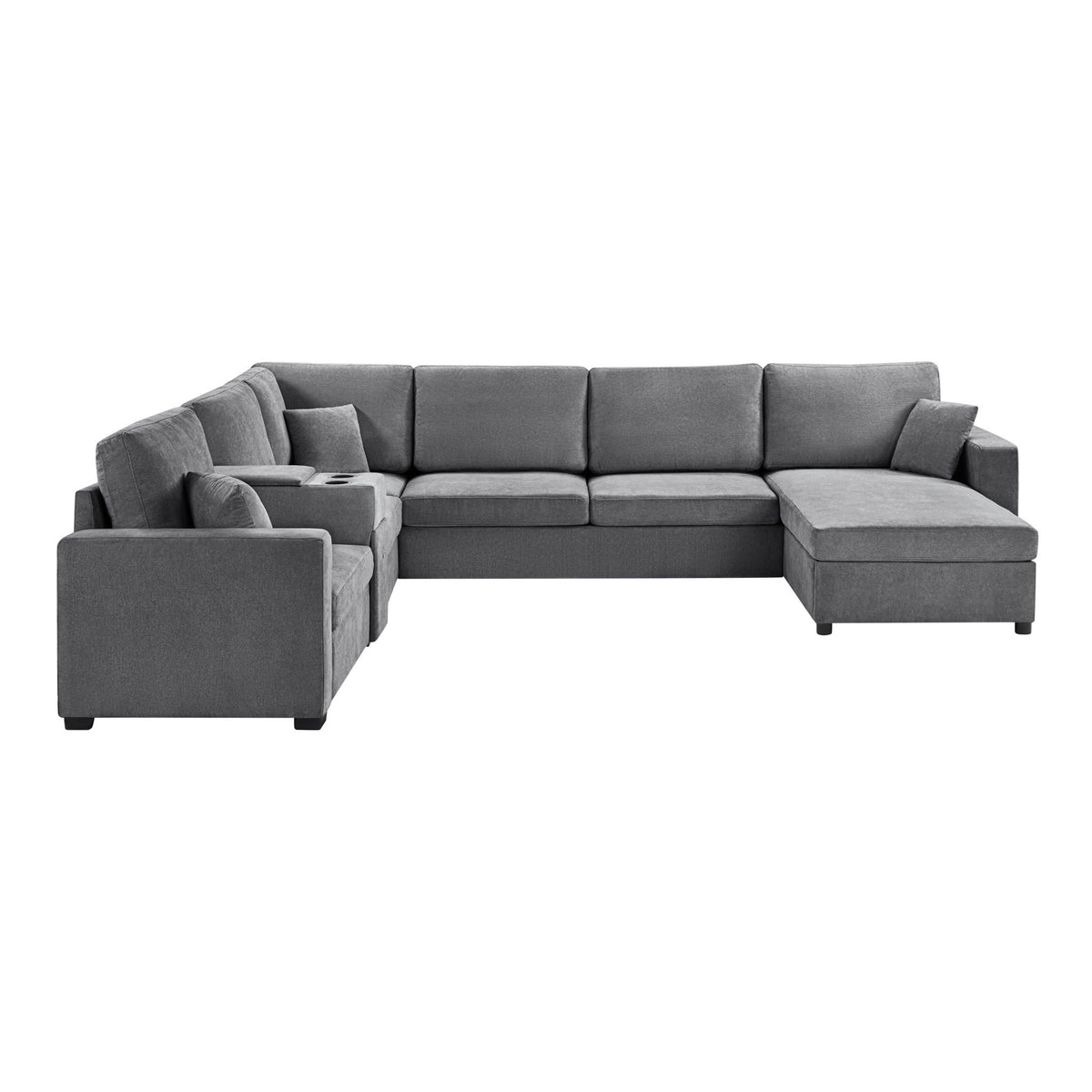 Modular 5-seat U-shaped sectional sofa with chaise in grey fabric HouseOfZazla on Tampa Home & Garden Store