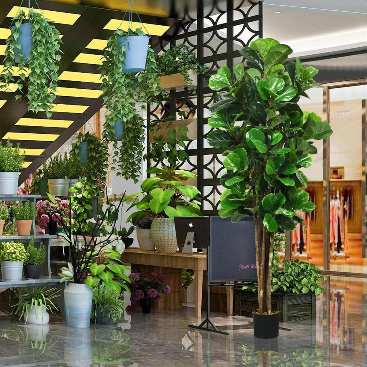 Maceta Decorativa Artificial de 6 Pies para Interiores y Exteriores