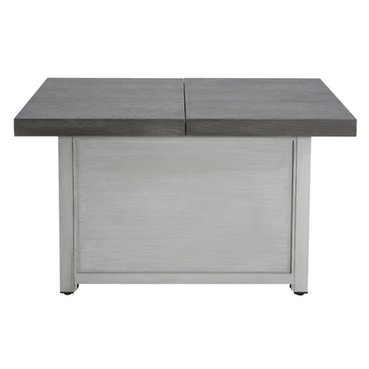 HouseOfZazla Extendable Rectangle Aluminum Fire Pit Table 50,000 BTU 2-panel gray top on Tampa Home & Garden Store