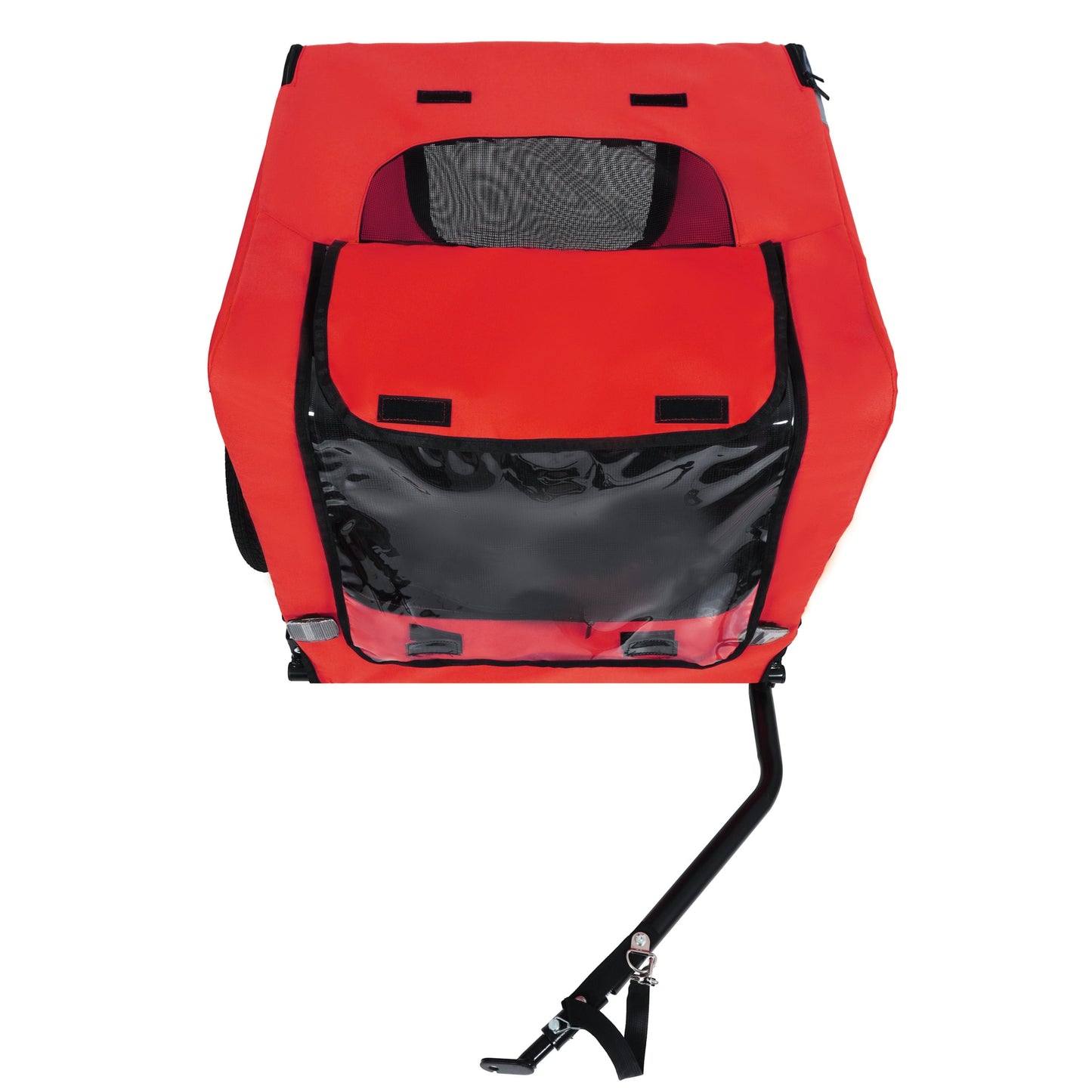 Pet bike trailer red with mesh window and zippered entry on black frame on Tampa Home & Garden Store