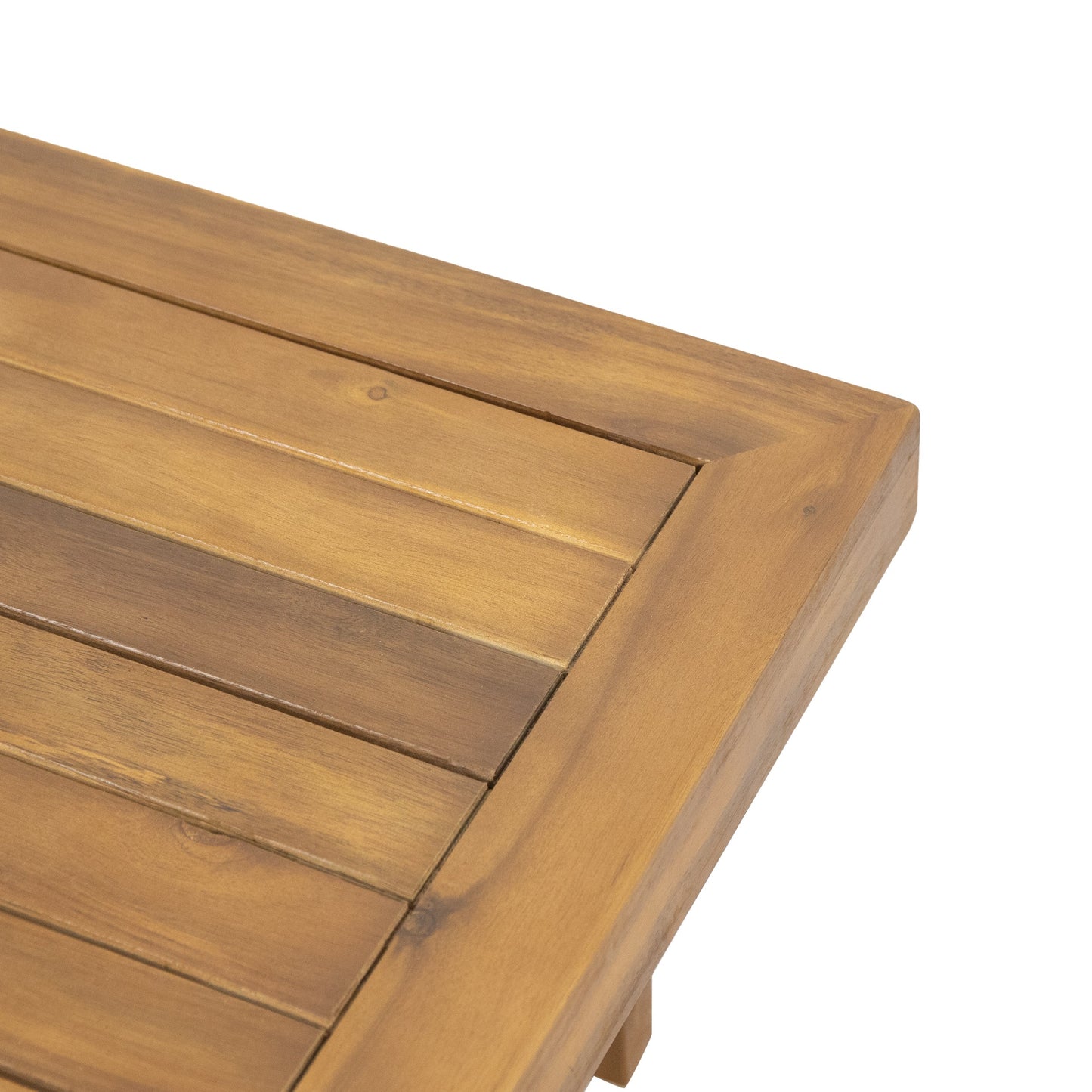 Outdoor Acacia Wood Loveseat and Coffee Table Set with Cushions, brown finish on Tampa Home & Garden Store