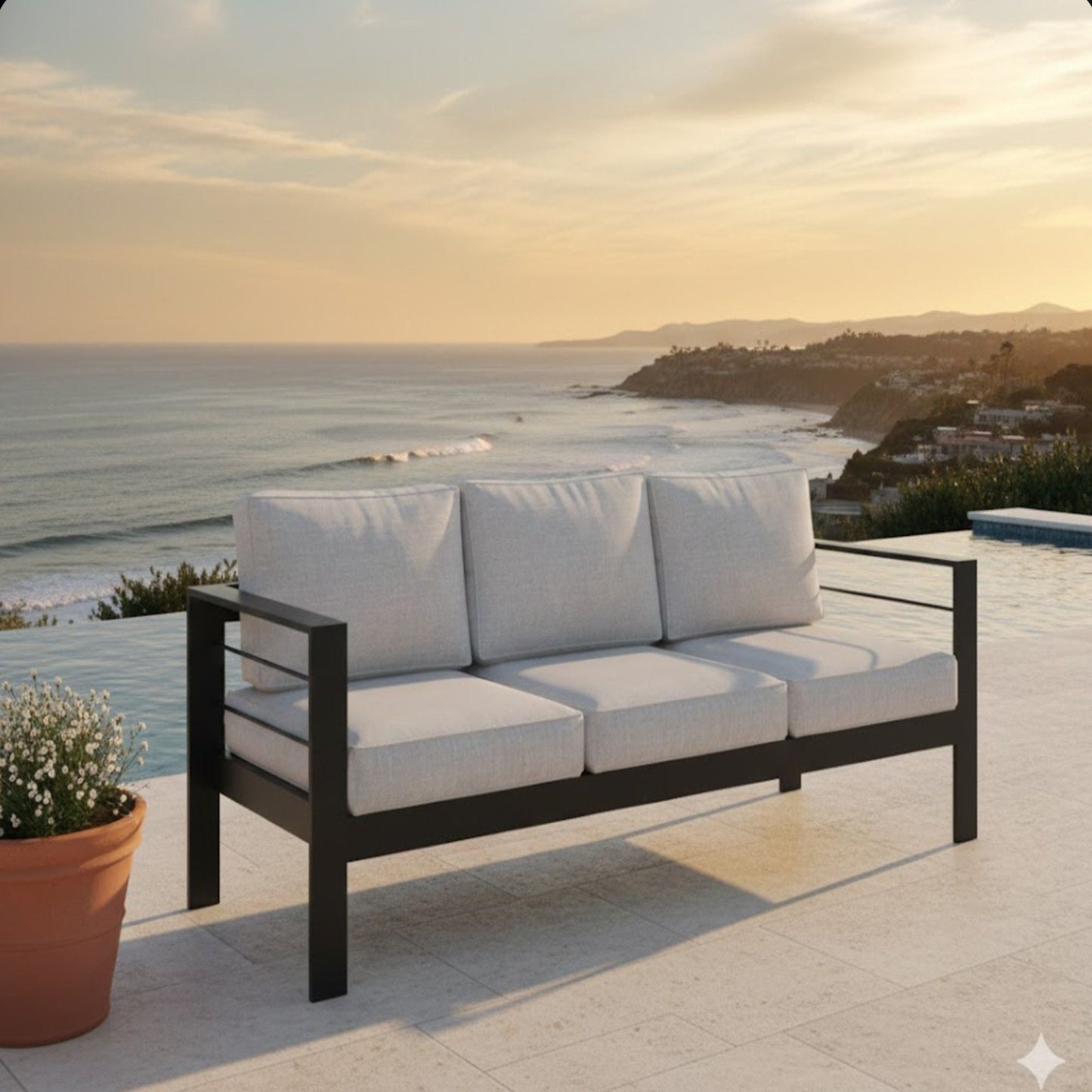 Three Seat Outdoor Sofa and Thick Cushions