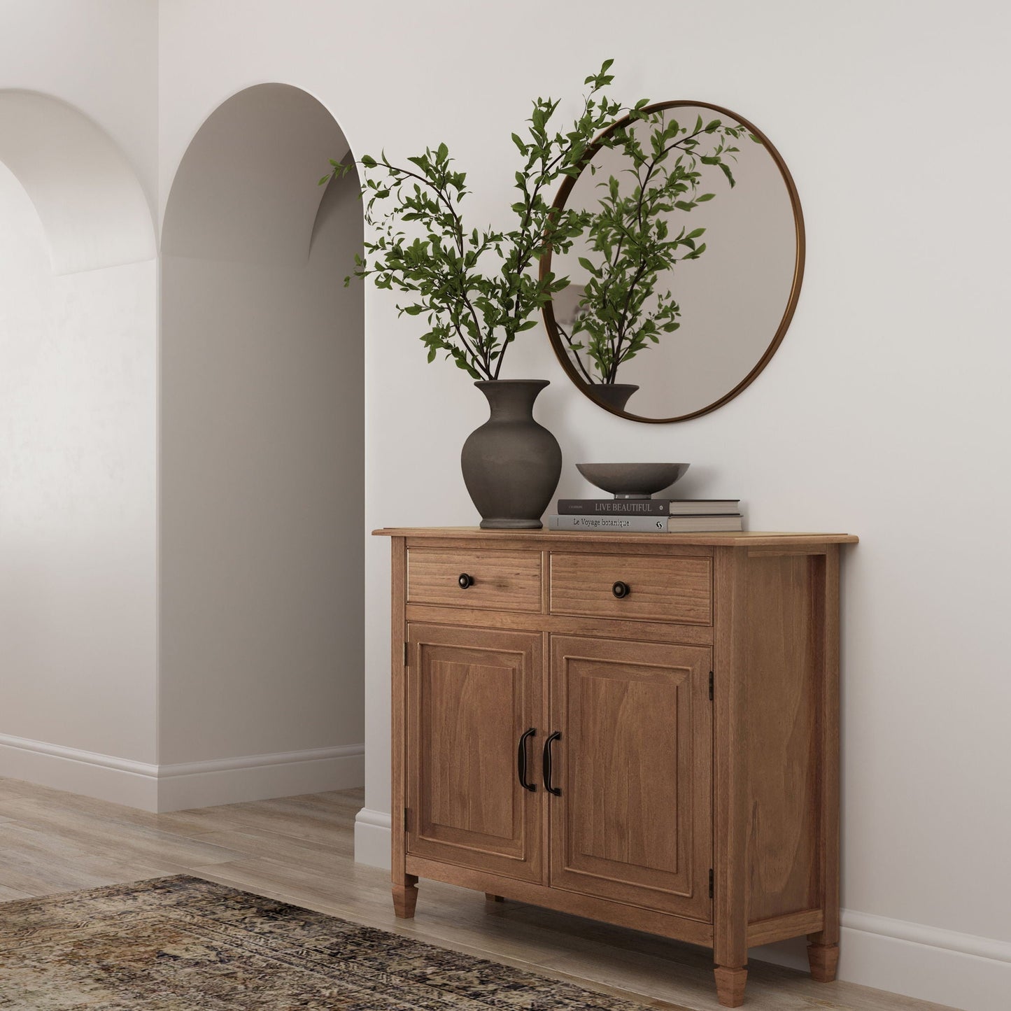Connaught entryway storage cabinet by HouseOfZazla in natural wood with drawer storage on Tampa Home & Garden Store
