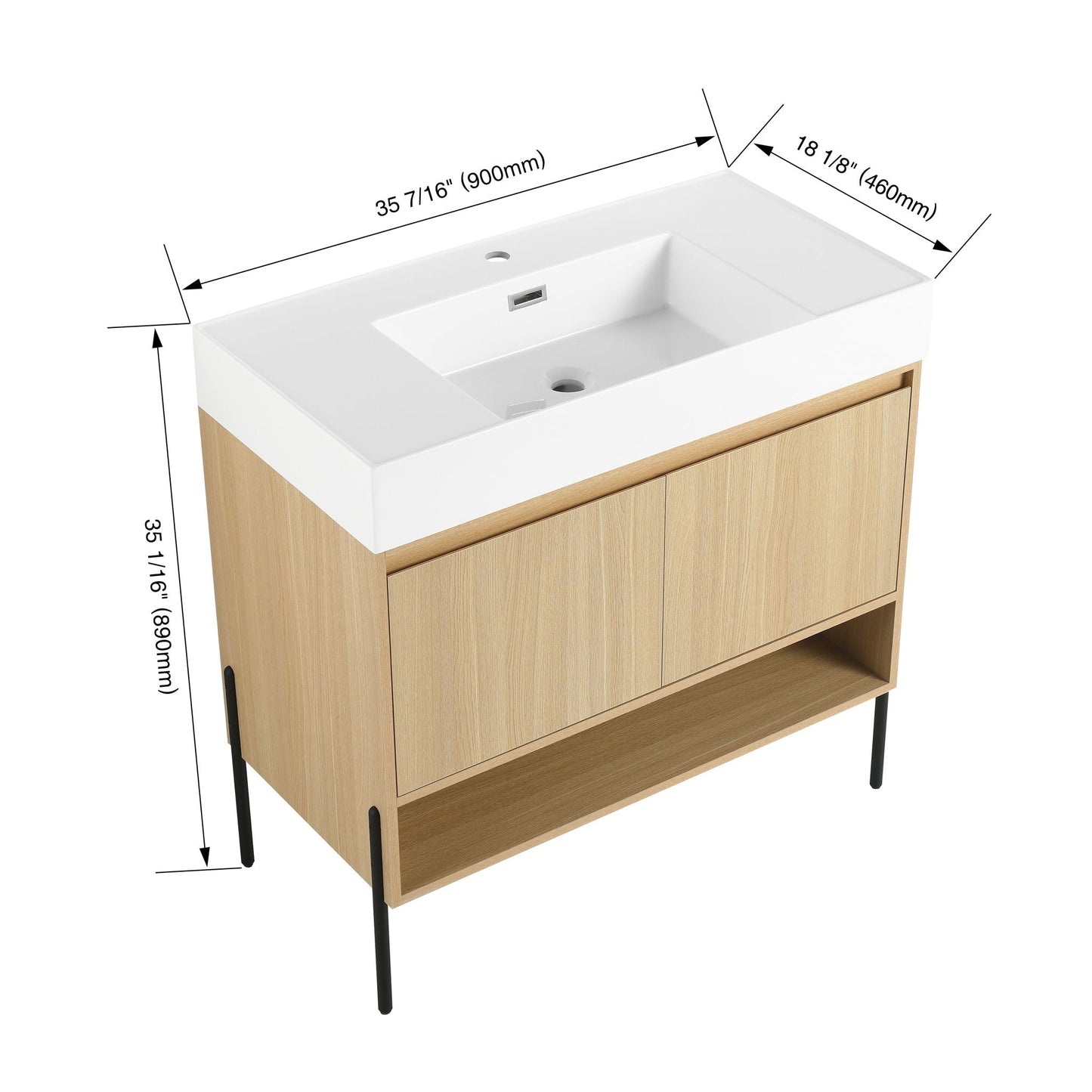 Modern bathroom vanity by HouseOfZazla with white resin sink and storage cabinet on Tampa Home & Garden Store