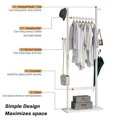 Solid Rubber Wood Hat Rack for Entryways