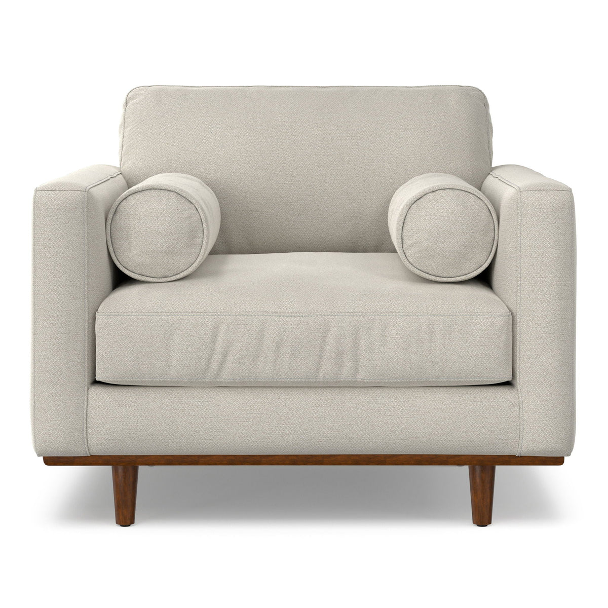 Wide Arm Chair with Removable Cushions in light gray fabric by HouseOfZazla, front view on Tampa Home & Garden Store