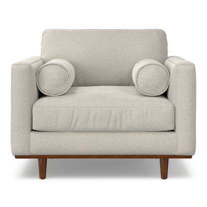 Wide Arm Chair with Removable Cushions in light gray fabric by HouseOfZazla, front view on Tampa Home & Garden Store