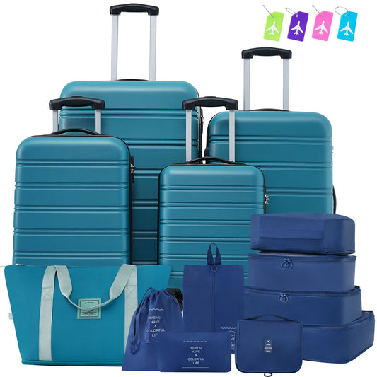 Hardside luggage set 4-piece blue with spinner wheels TSA lock and matching bags on Tampa Home & Garden Store