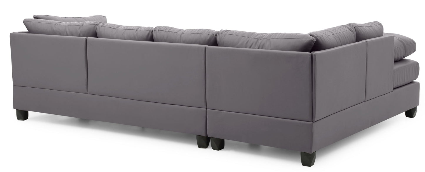 Malone Comfort Sectional gray by HouseOfZazla stationary with plush back cushions on Tampa Home & Garden Store