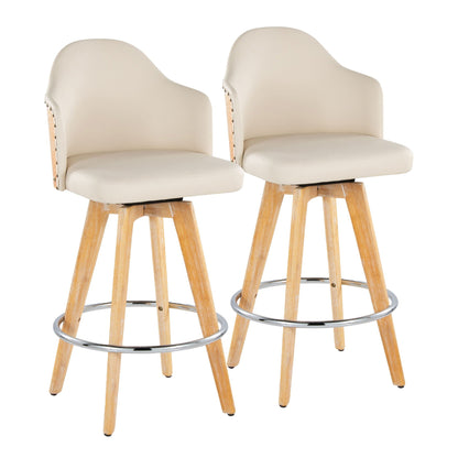 Contemporary fixed-height counter stools with bamboo back and beige upholstery, 2-pack on Tampa Home & Garden Store