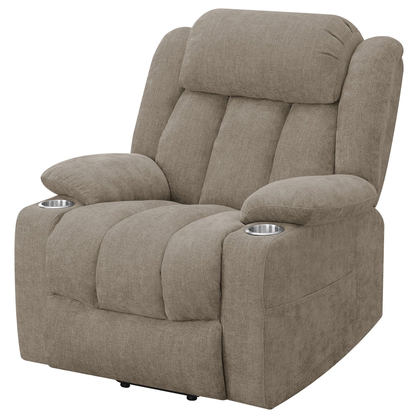 Beca Upholstered Power Lift Recliner with two cupholders in taupe fabric by HouseOfZazla on Tampa Home & Garden Store