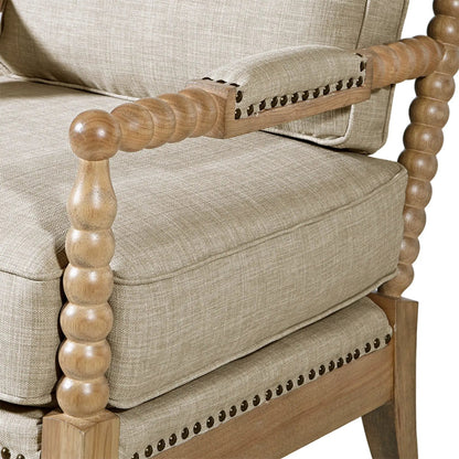 Arm Chair With Back Spindle Design and Cushions