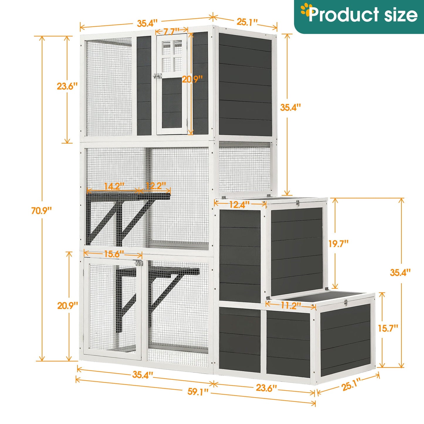 3 Tier Wooden Cat House for Indoor or Outdoor Use