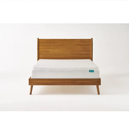 Okioki Mid-Century Wood Bed by HouseOfZazla, wooden platform bed with tall headboard on Tampa Home & Garden Store