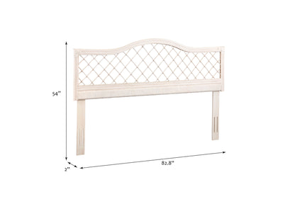 King Size Rattan Headboard with lattice design in light beige finish by HouseOfZazla for beds on Tampa Home & Garden Store