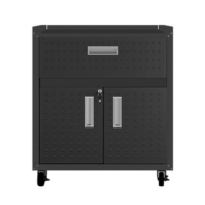 Mobile garage cabinet with locking system in gray and dark gray diamond texture on casters on Tampa Home & Garden Store