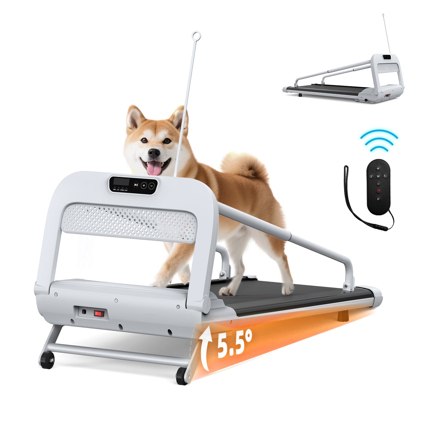 HouseOfZazla 2025 New Quiet Smart Pet Treadmill with remote; white frame, dog on treadmill on Tampa Home & Garden Store