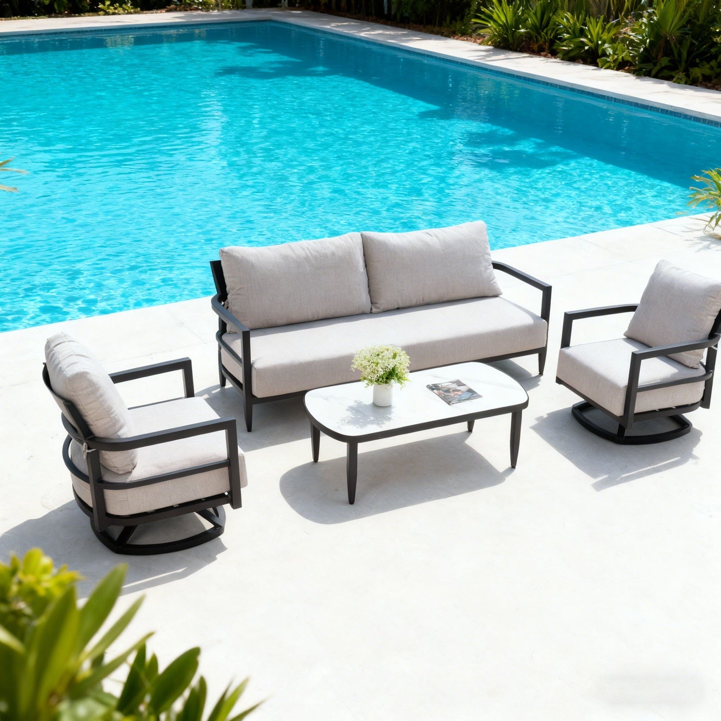 Outdoor Conversation Set with Sunbrella Cushions