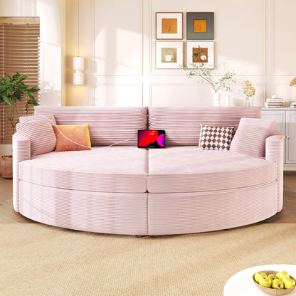 Oversized Double Chaise Sofa With USB Ports