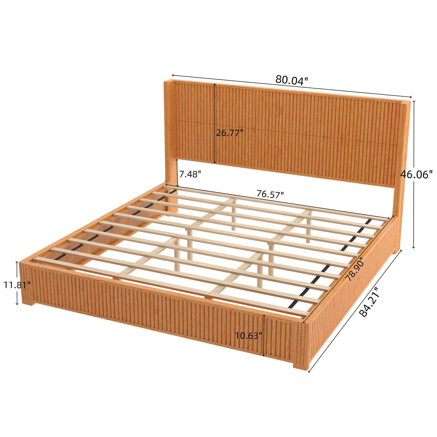 Solid Wood Platform Bed Frame and King Headboard