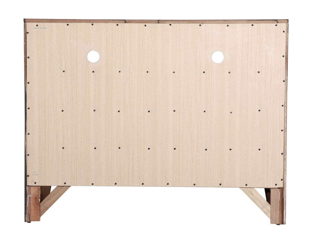 Media Chest back panel in natural wood with exposed screws and cable holes; HouseOfZazla on Tampa Home & Garden Store