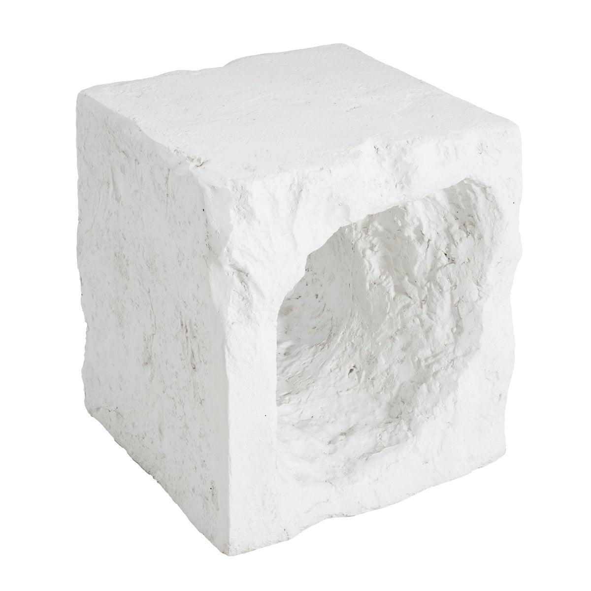 Lyra MGO Side Table White by HouseOfZazla, karst cave inspired rough stone texture on Tampa Home & Garden Store
