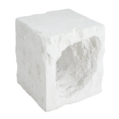 Lyra MGO Side Table White by HouseOfZazla, karst cave inspired rough stone texture on Tampa Home & Garden Store