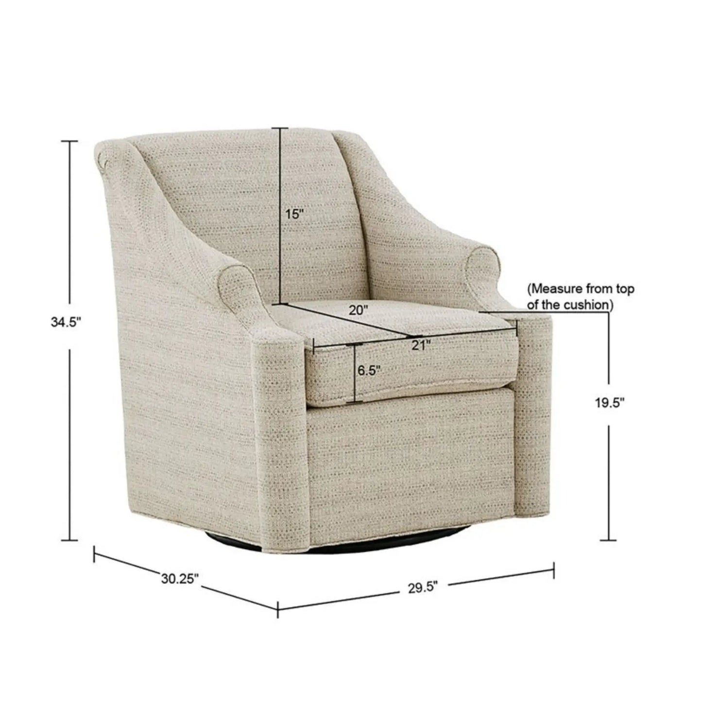 Justin Swivel Glider Chair Tan with 360° rotation fabric upholstery Unique Piece Furniture on Tampa Home & Garden Store