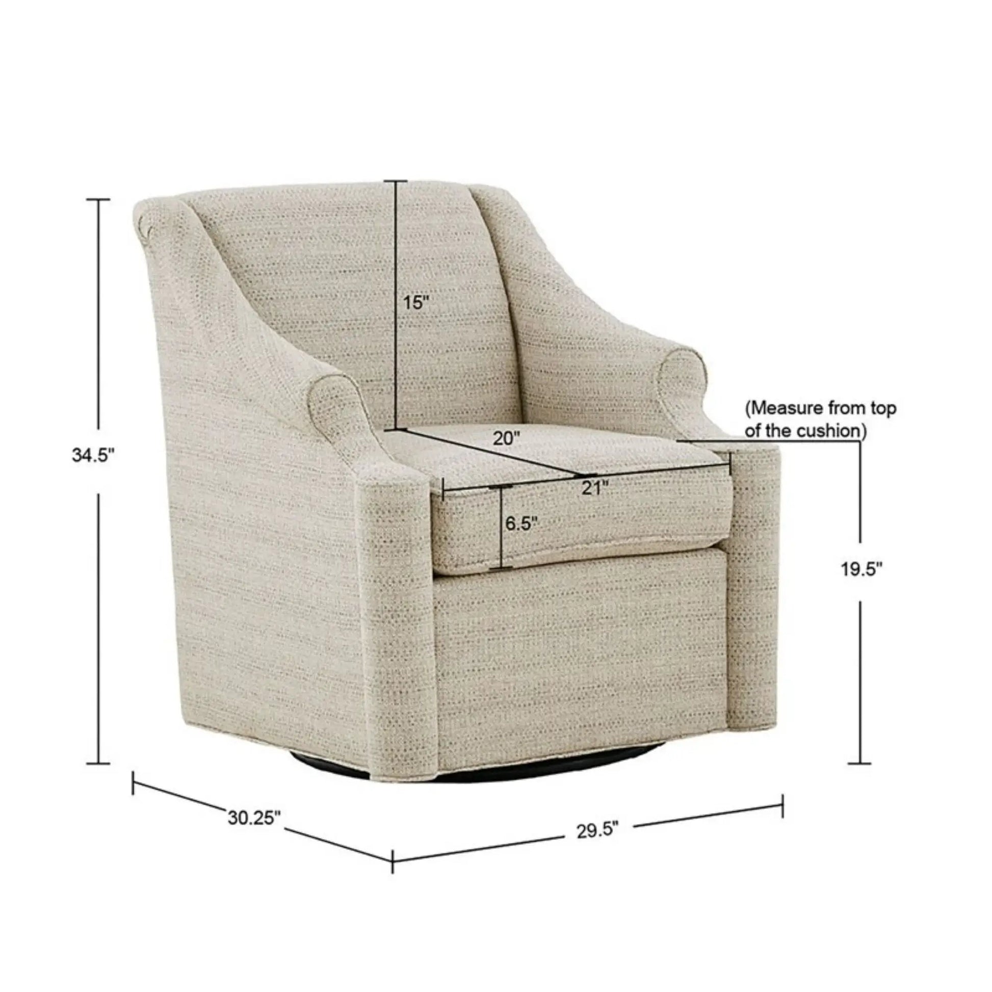 Justin Swivel Glider Chair Tan with 360° rotation fabric upholstery Unique Piece Furniture on Tampa Home & Garden Store