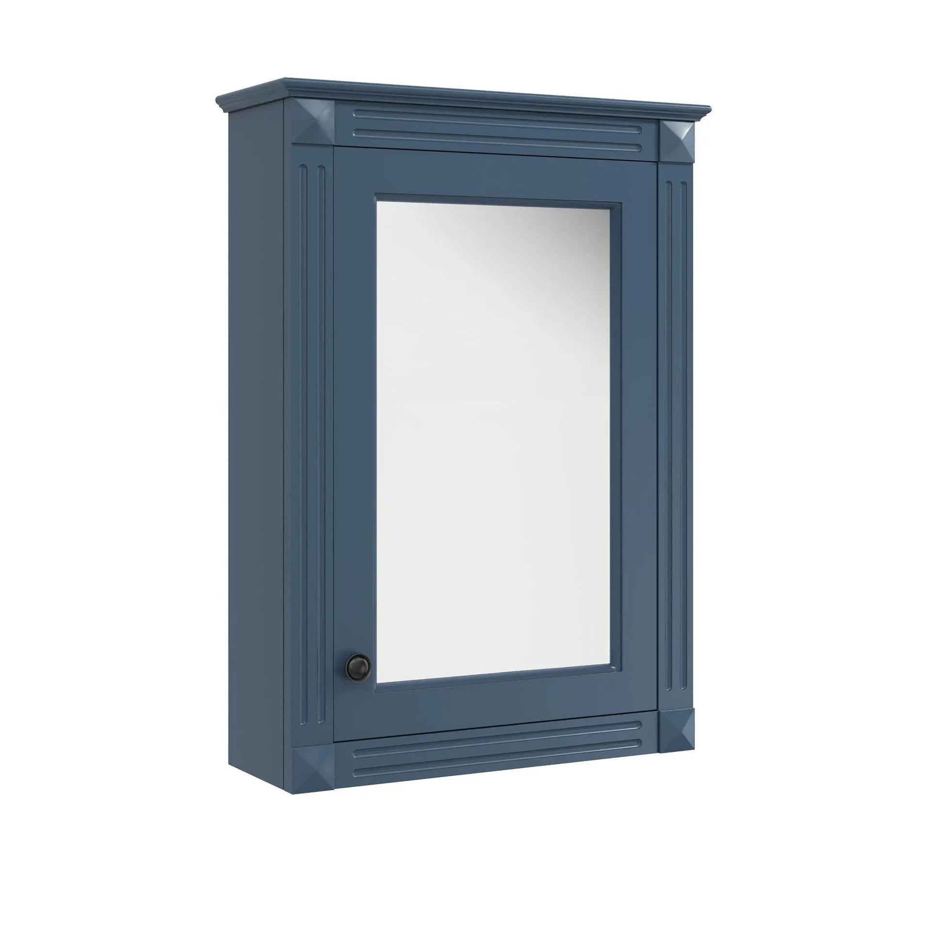 Medicine cabinet blue wall-mounted bathroom with mirror and decorative trim over toilet on Tampa Home & Garden Store