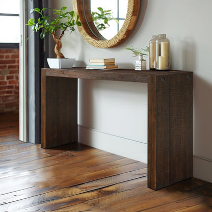 Modern design console table in dark brown solid wood with white front by HouseOfZazla on Tampa Home & Garden Store
